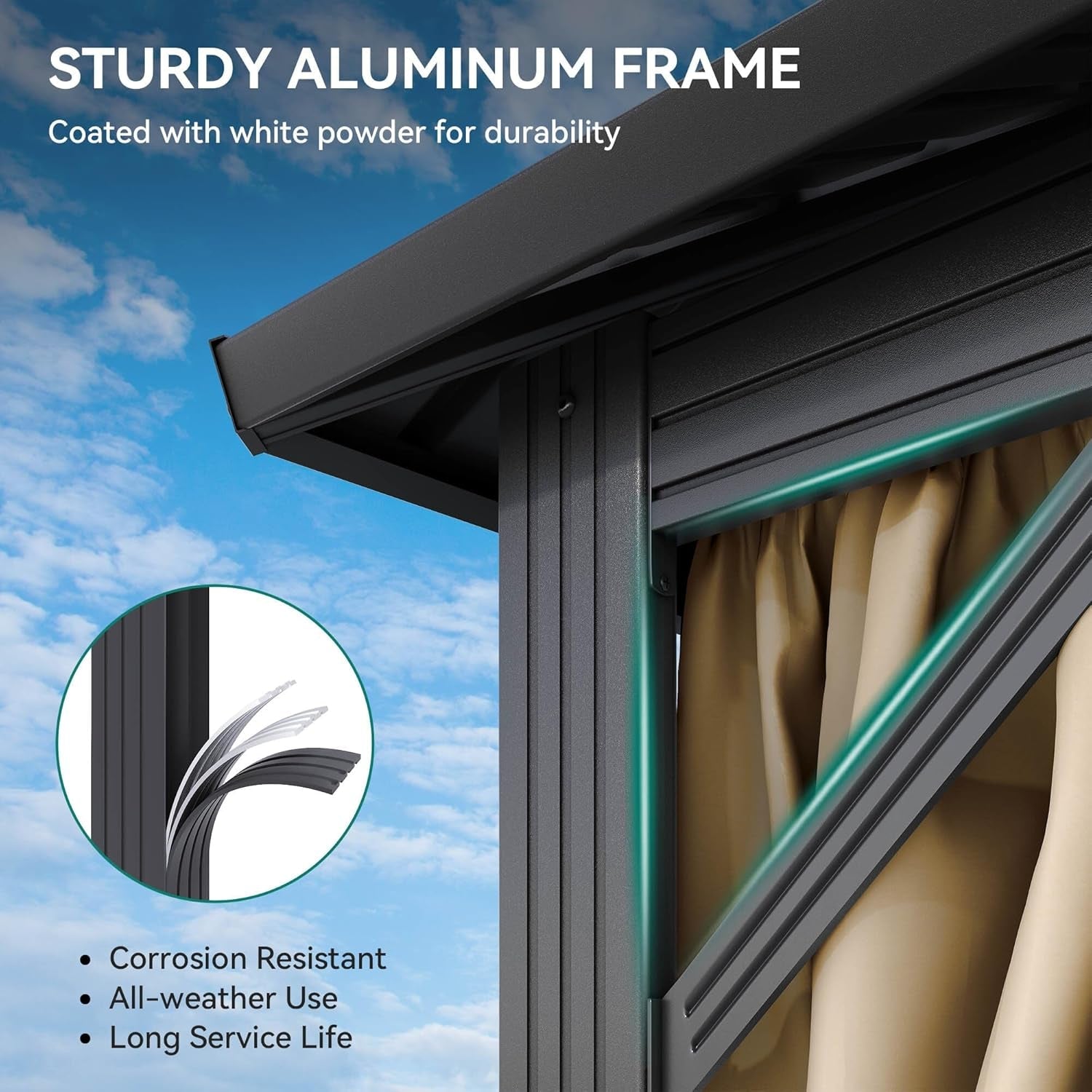 12x18 Foot Metal Hardtop Weatherproof Patios Gazebo