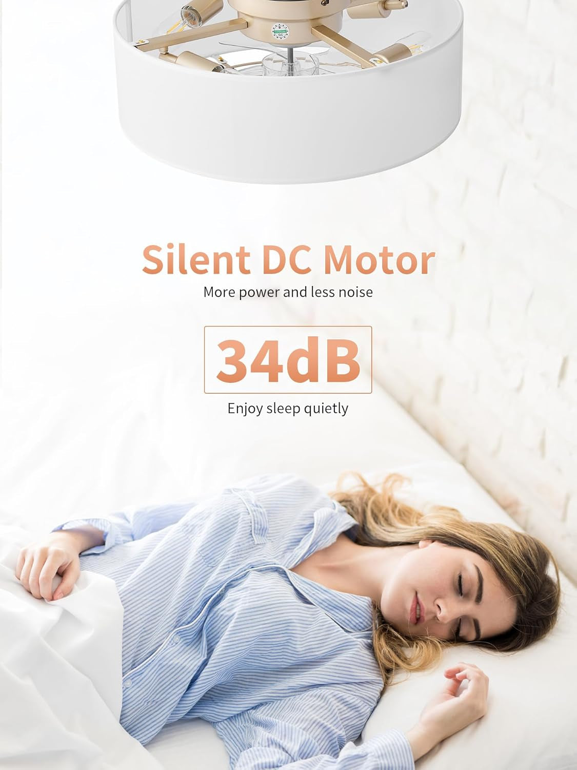 20Inch Boho Bladeless Flush Ceiling Fan Ambient Light