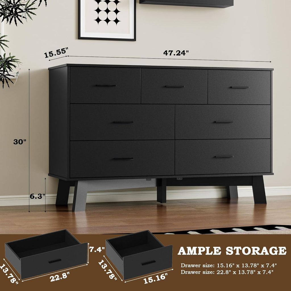 Forty Seven Inch Super Wide Dresser With Metal Handles