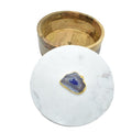Round Wooden Box with Marble Lid