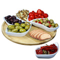 Elama Signature Modern 13.5 Inch 7pc Lazy Susan Appetizer and Condiment Server Set with 6 Unique De
