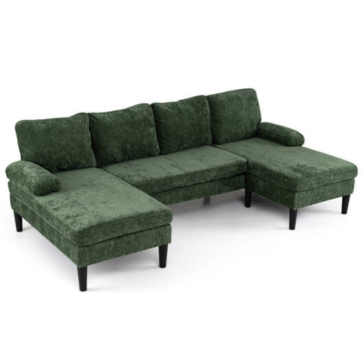 U-shaped Sectional Couch with Double Chaise for Living Room-Beige