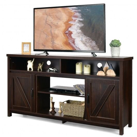 59 Inch TV Stand Media Center Console Cabinet with Barn Door for TV's 65 Inch-Black