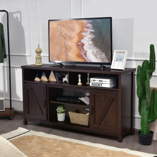 59 Inch TV Stand Media Center Console Cabinet with Barn Door for TV's 65 Inch-Black