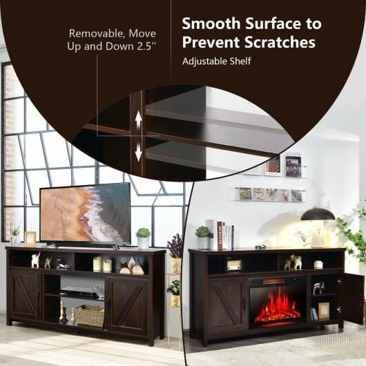 59 Inch TV Stand Media Center Console Cabinet with Barn Door for TV's 65 Inch-Black