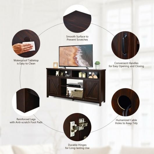 59 Inch TV Stand Media Center Console Cabinet with Barn Door for TV's 65 Inch-Black