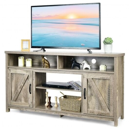 59 Inch TV Stand Media Center Console Cabinet with Barn Door for TV's 65 Inch-Black
