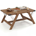 Farmhouse Center Table with Decorative Nailhead Accents for Living Room-Walnut