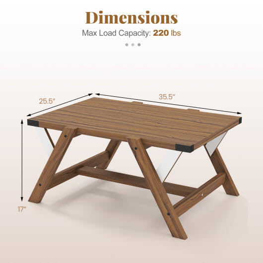 Farmhouse Center Table with Decorative Nailhead Accents for Living Room-Walnut