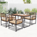 4 Pieces Acacia Wood Patio Dining Set with 1 Rectangular Table-Natural