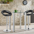 Height Adjustable Bar Stools Set of 2 with Hollow Back and Footrest-Black