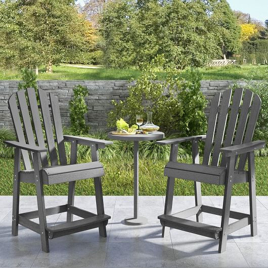 HDPE Patio Chair with Armrest and Footrest for Indoor Outdoor-Brown
