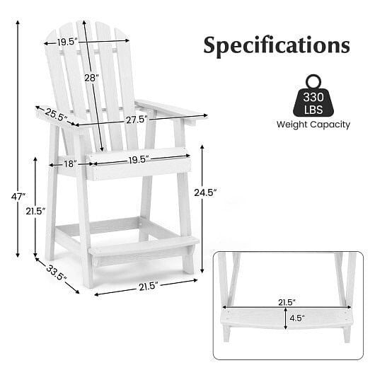 HDPE Patio Chair with Armrest and Footrest for Indoor Outdoor-Brown