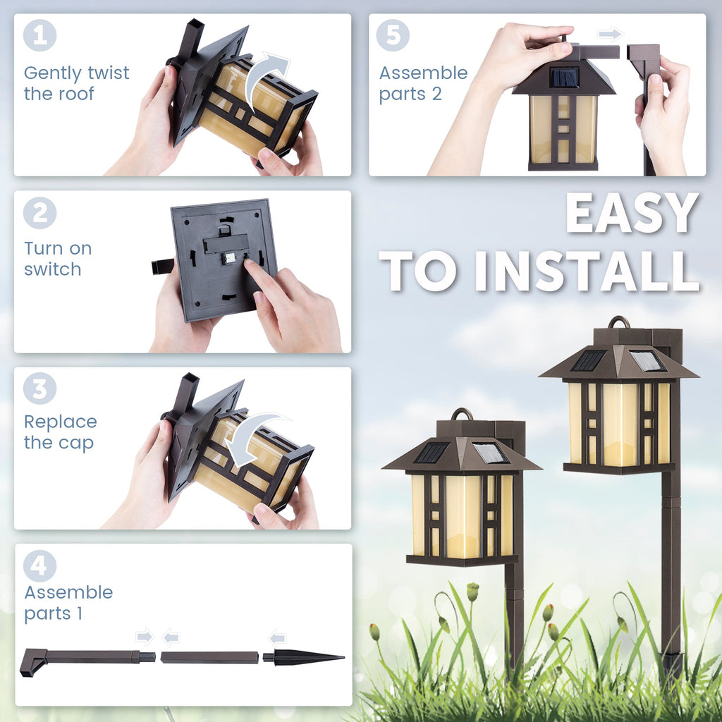 Gigalumi Solar Square Sconce Walkway Lights Set (4 Pack)