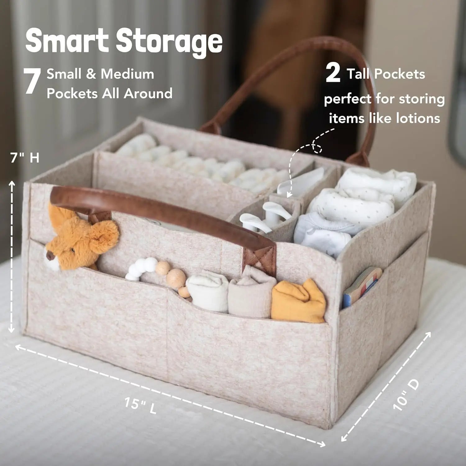 Baby Felt Storage Nursery Organizer Basket Infant Diaper Bag with