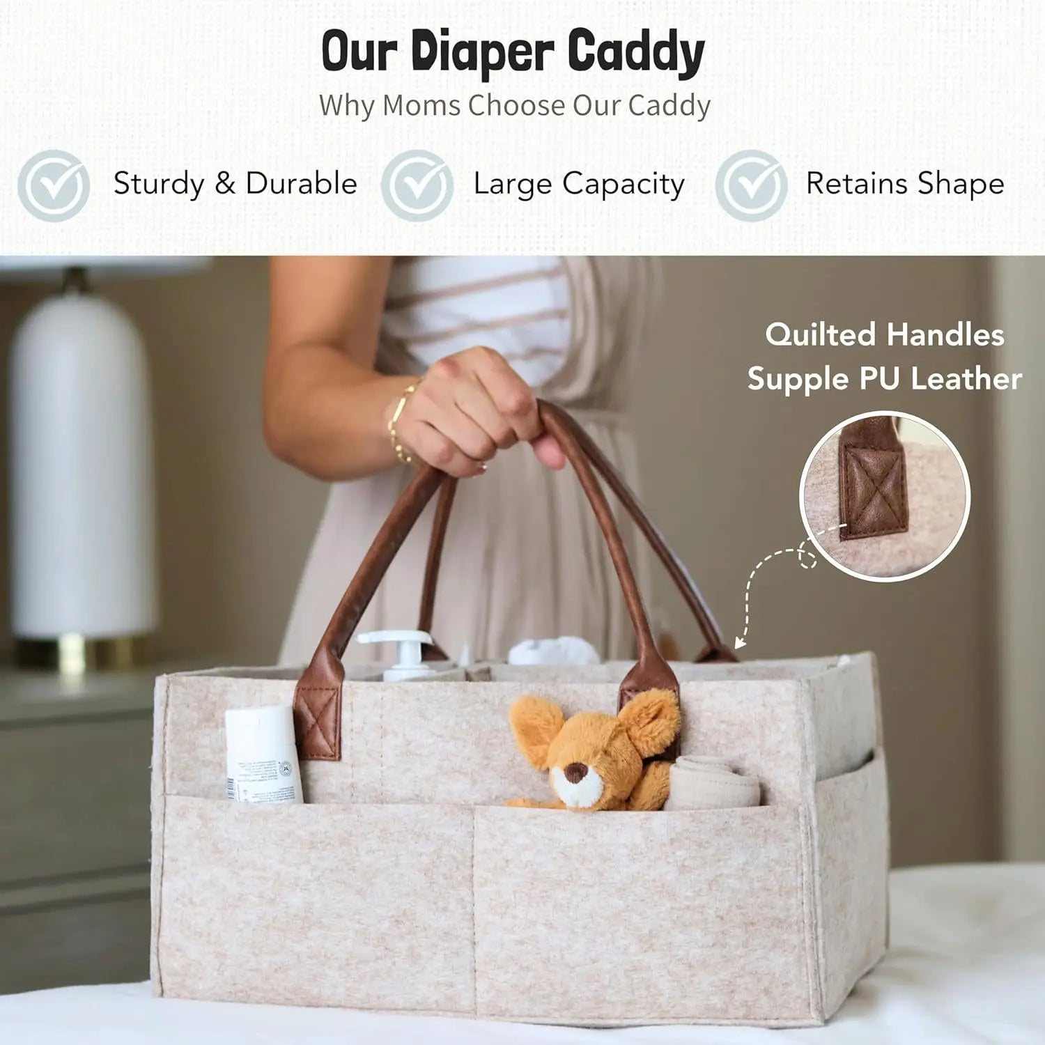 Baby Felt Storage Nursery Organizer Basket Infant Diaper Bag with