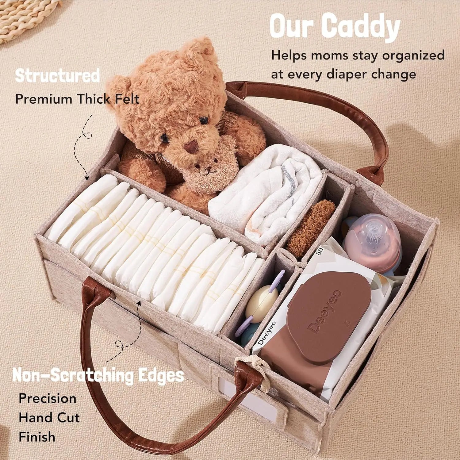 Baby Felt Storage Nursery Organizer Basket Infant Diaper Bag with