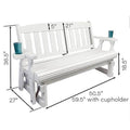4ft Heavy Duty Amish Porch Glider Bench in White with Cupholders - Made in USA