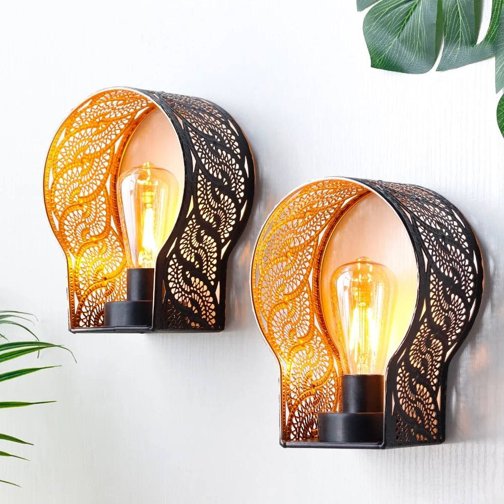 Set of 2-7"H Wall Sconce Battery Operated Lamps