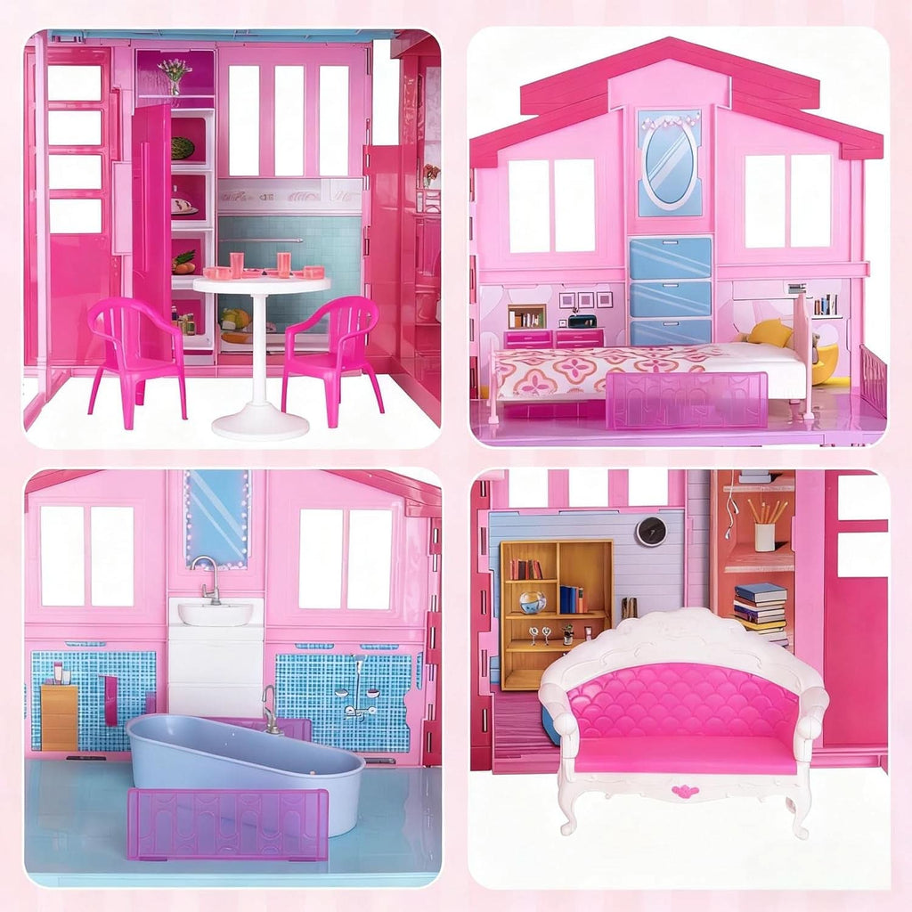 Foldable Dollhouse With Elevator And Spacious Rooms