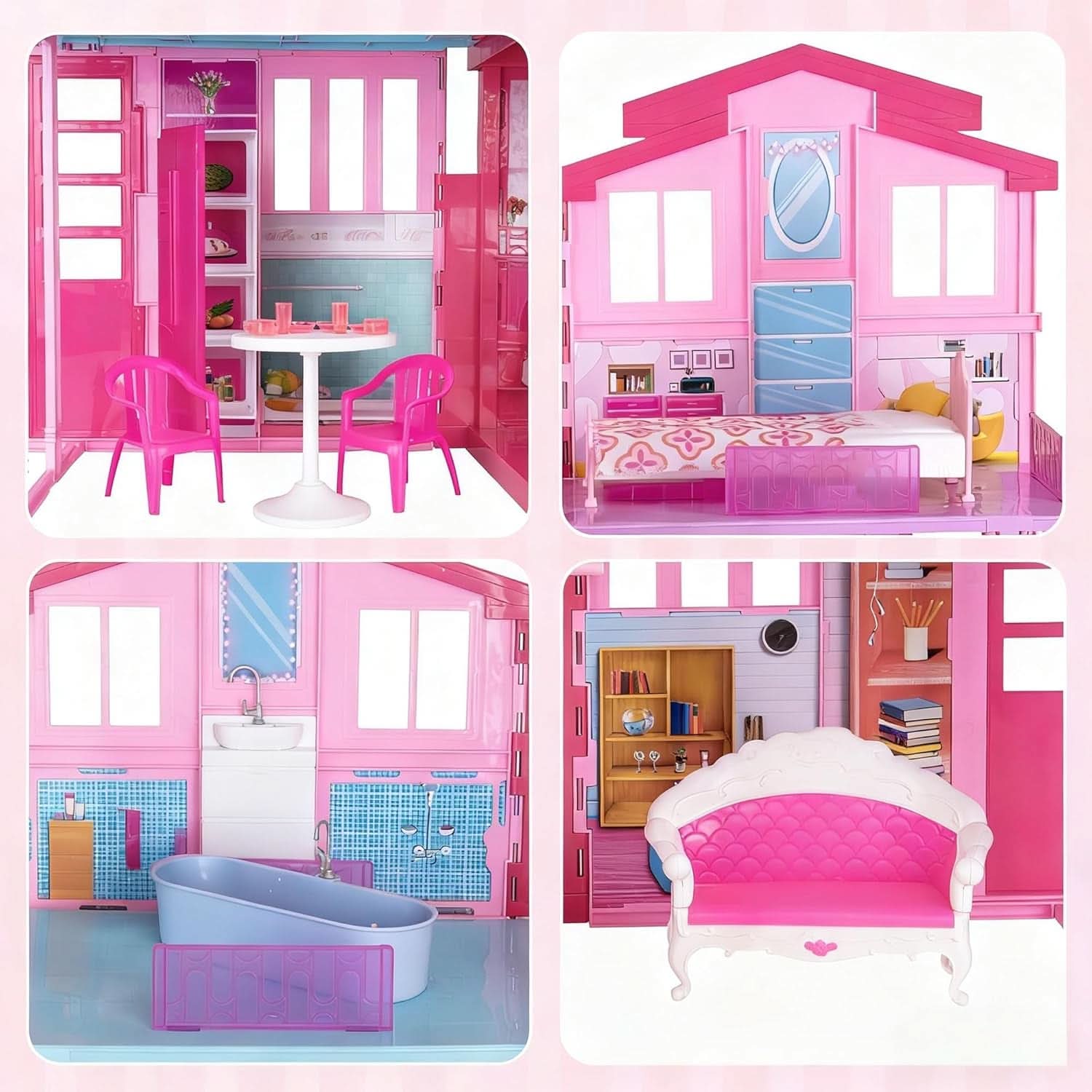 Foldable Dollhouse With Elevator And Spacious Rooms