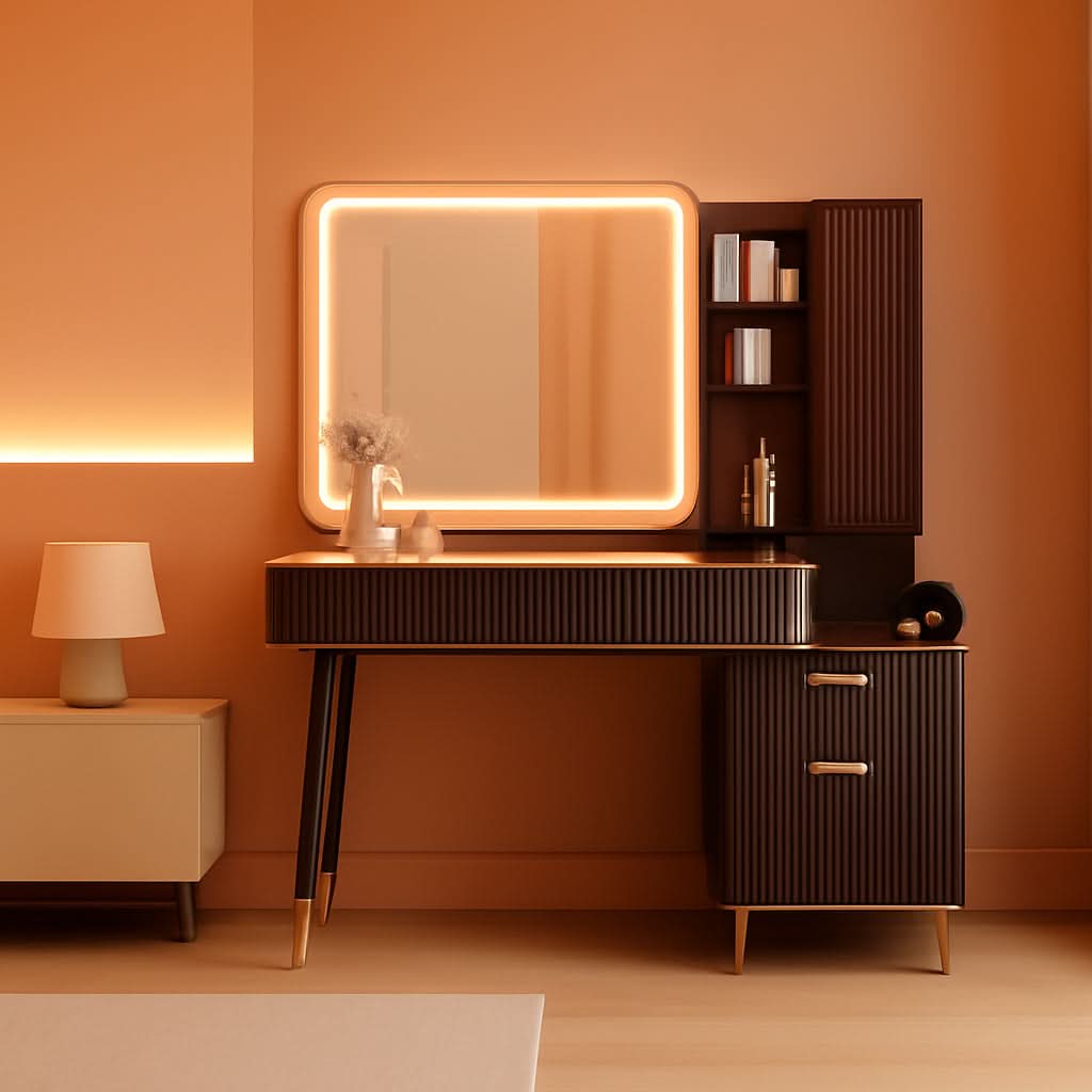 48 Inch Vanity Desk With Mirror Led Lights And Charging Station