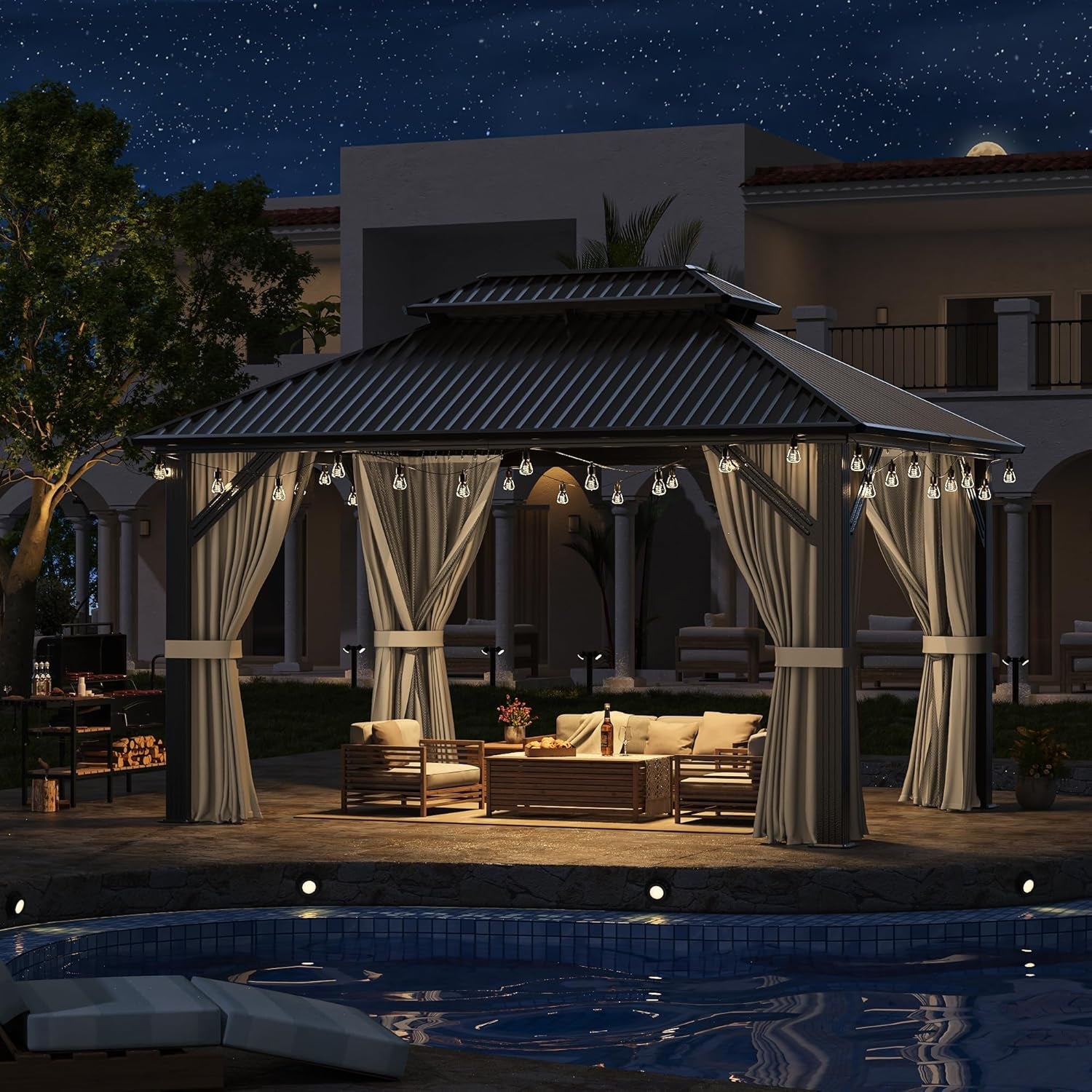 10x12 Gazebo Hardtop Aluminum Frame Galvanized Roof