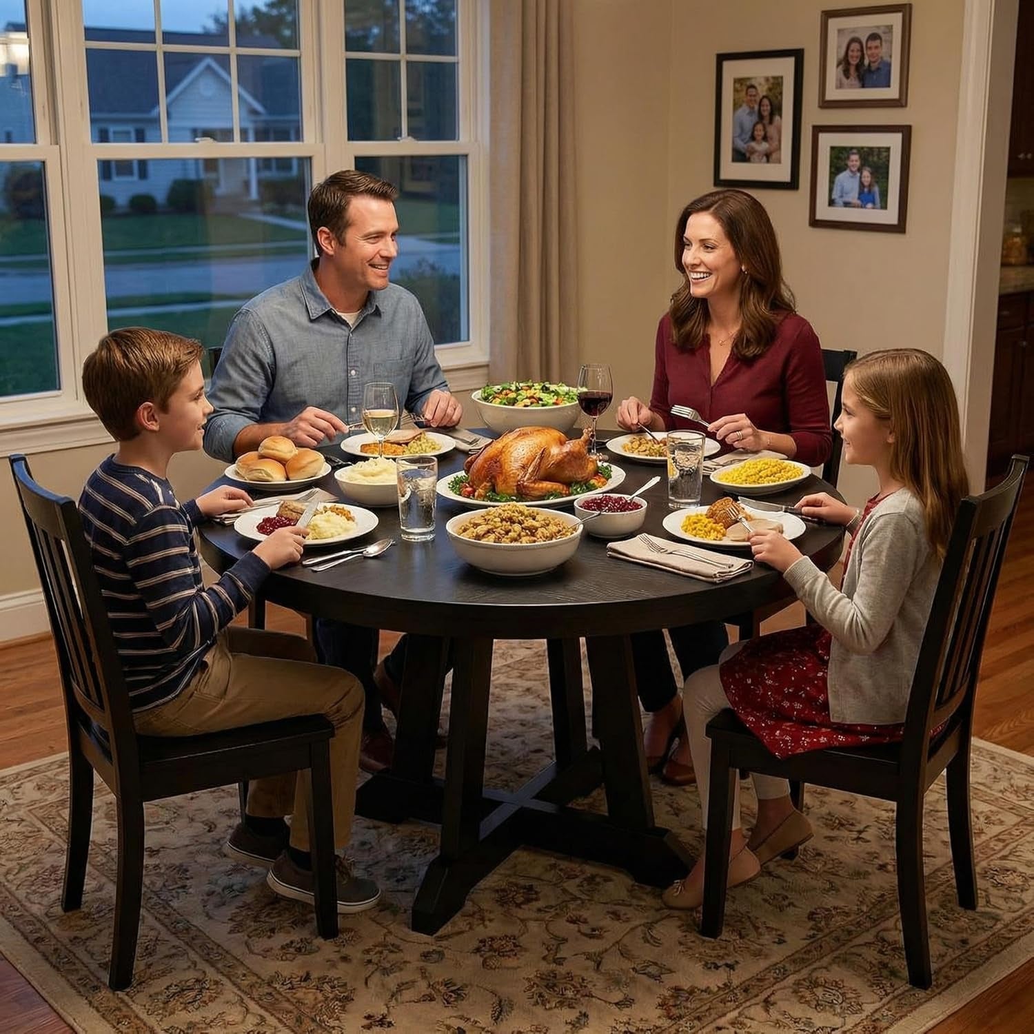 Contemporary Round Forty Seven Inch Dining Table In Black