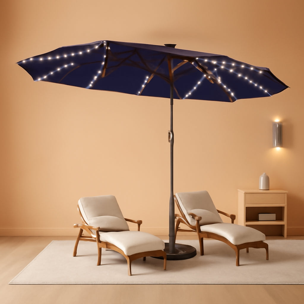 13 Feet Patio Umbrella With Multicolor LED Illumination