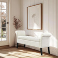 Fifty TwoInches Durable White Upholstered Storage Ottoman Bench