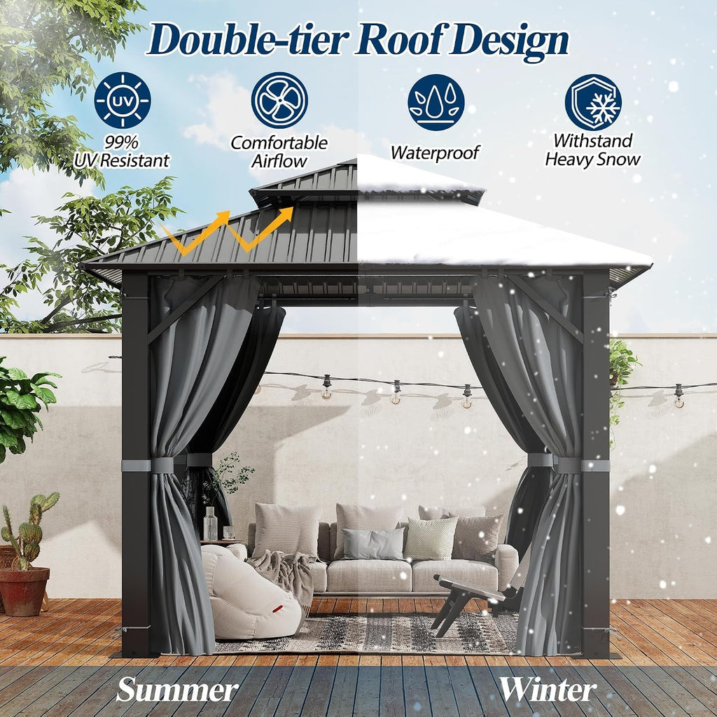 8.5x8.5 Outdoor Hardtop Gazebo With Ventilated Roof