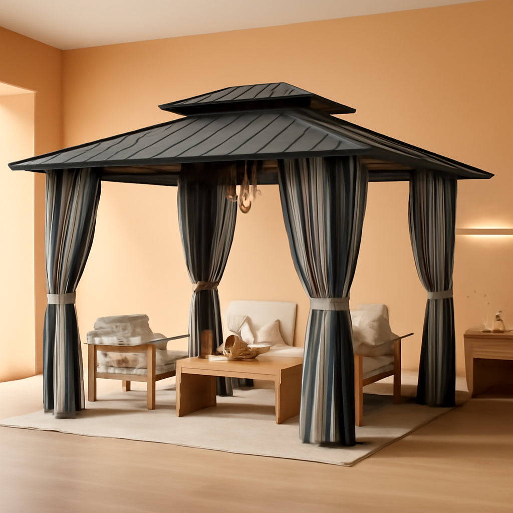 10x12 Galvanized Steel Hardtop Gazebo Aluminum Frame
