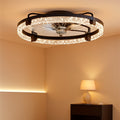 24 Inches Matte Black Flush Mount Low Profile Ceiling Fan Light