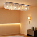 Rectangular Crystal Chandelier 10 Lights Chrome Fixture
