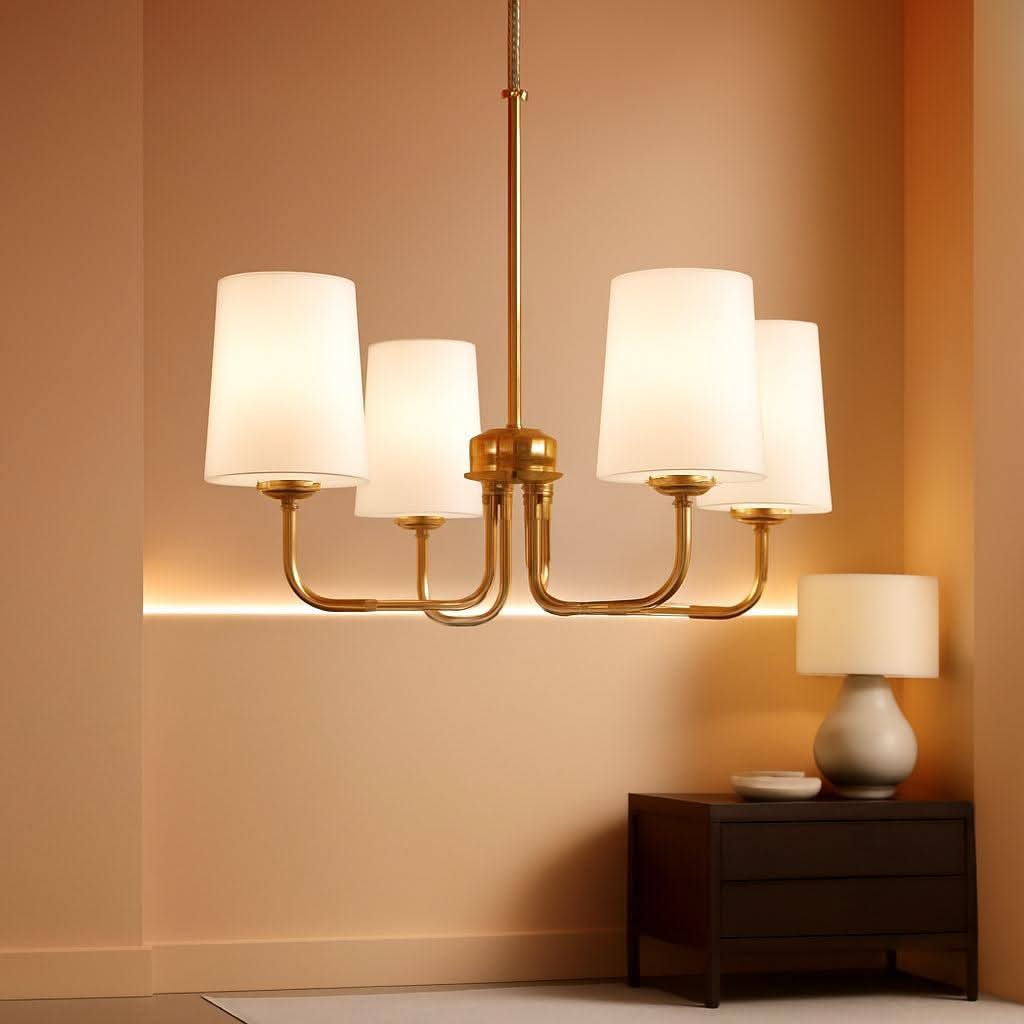 Brass Farmhouse Chandelier Five Light Adjustable Fixture