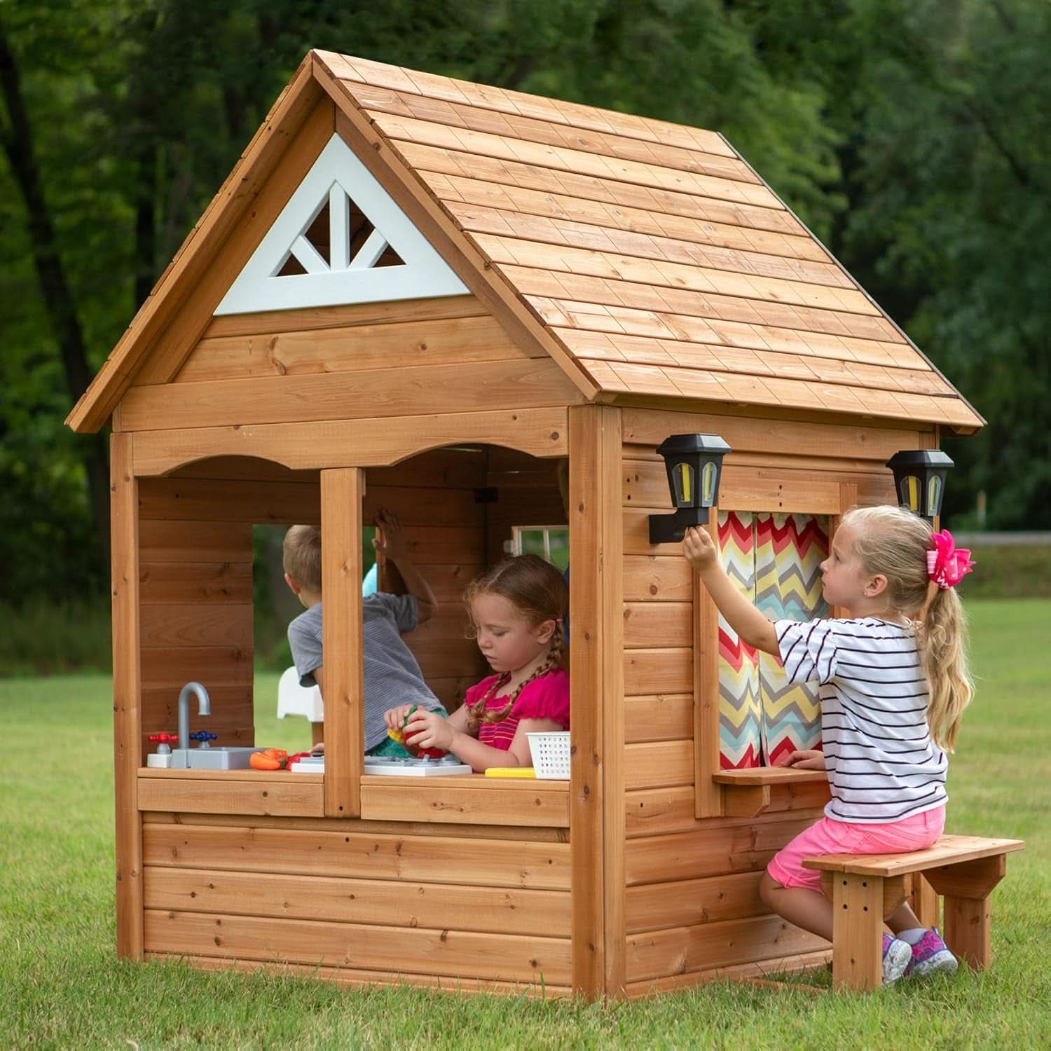Cedar Wood Kids Outdoor Playhouse Kitchen Accessories