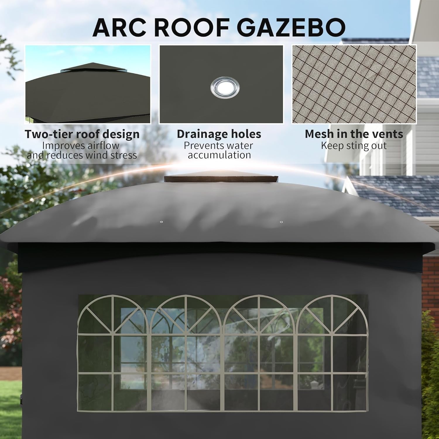 11x11ft Outdoor Gazebo With Ultraviolet Protection