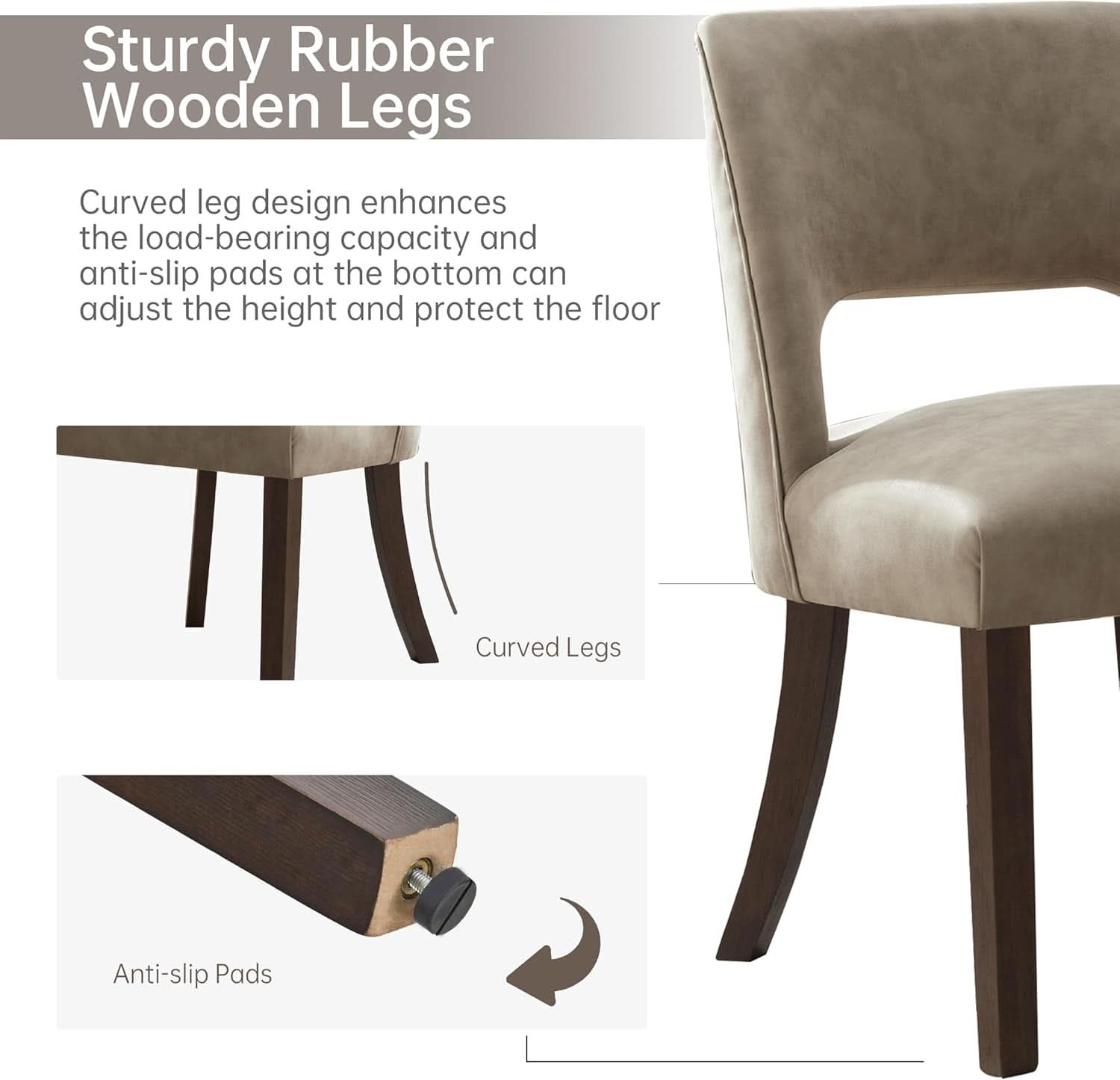 Beige Faux Leather Dining Chairs Ergonomic Design Set