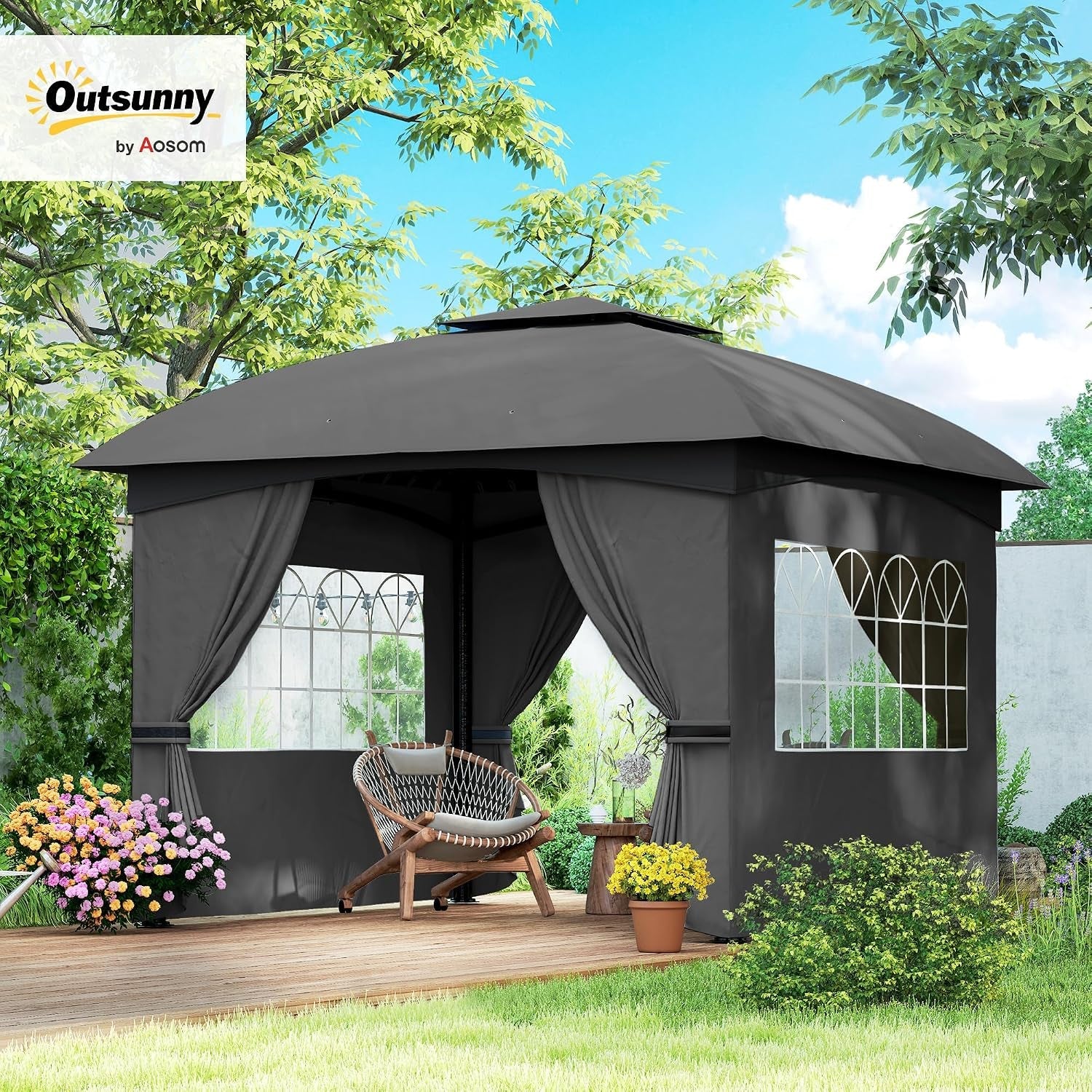 11x11ft Outdoor Gazebo With Ultraviolet Protection