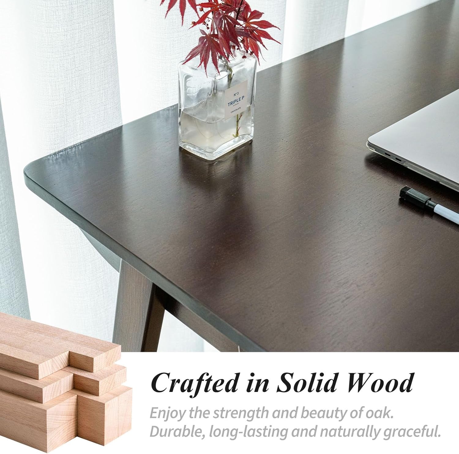 Walnut Solid Wood Computer Workstation With Drawers