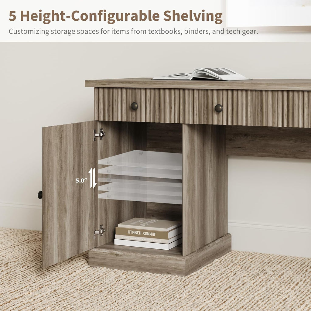 60Inch Fluted Executive Desk With Integrated USB Port