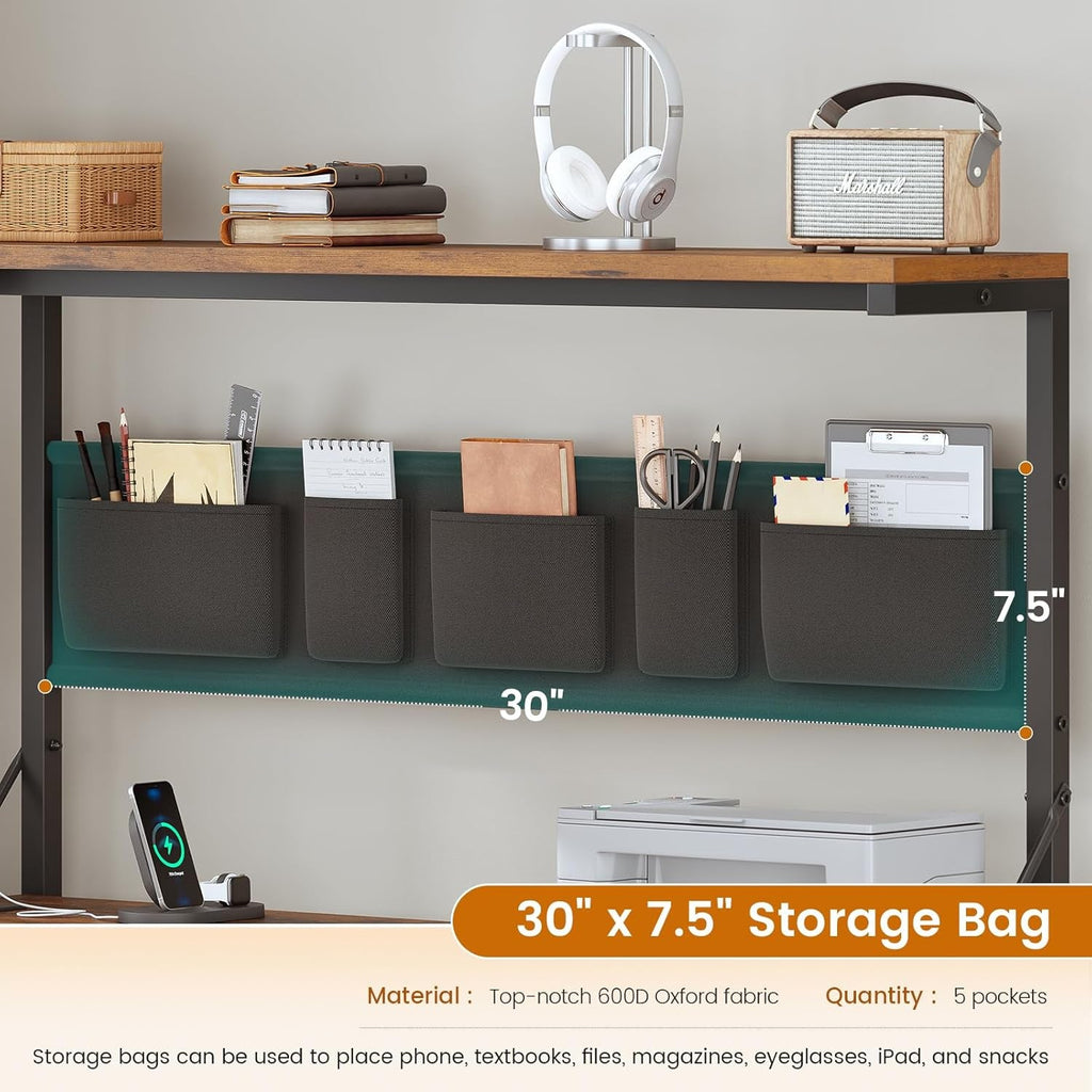 L Shaped Desk 47.2Inch Rustic Brown Work space Solution