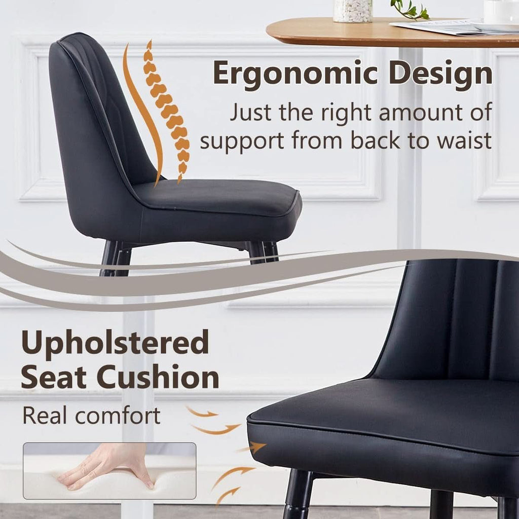 27 Inch Black Counter Height Bar Stool Set With Back Faux Leather