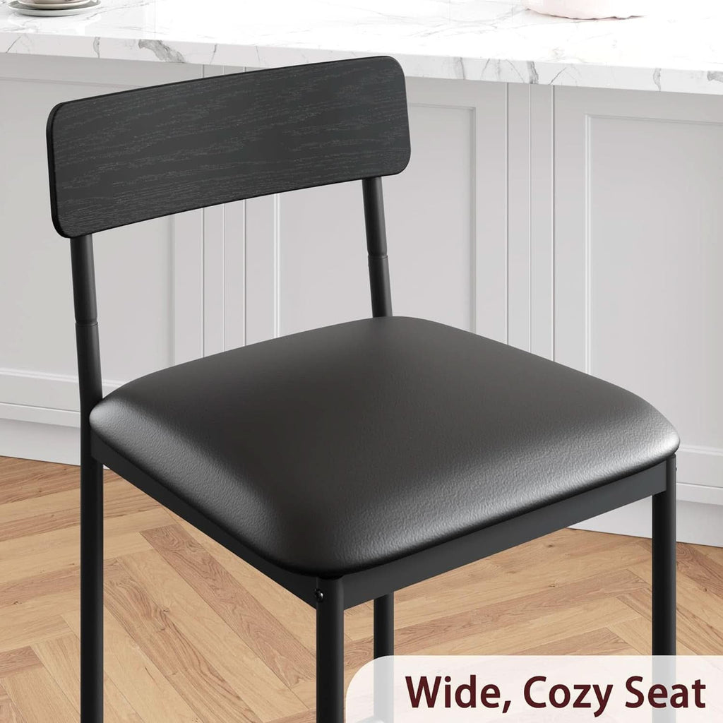 Bar Stools Four Pack With Back 25.5 Inch Rustic Black