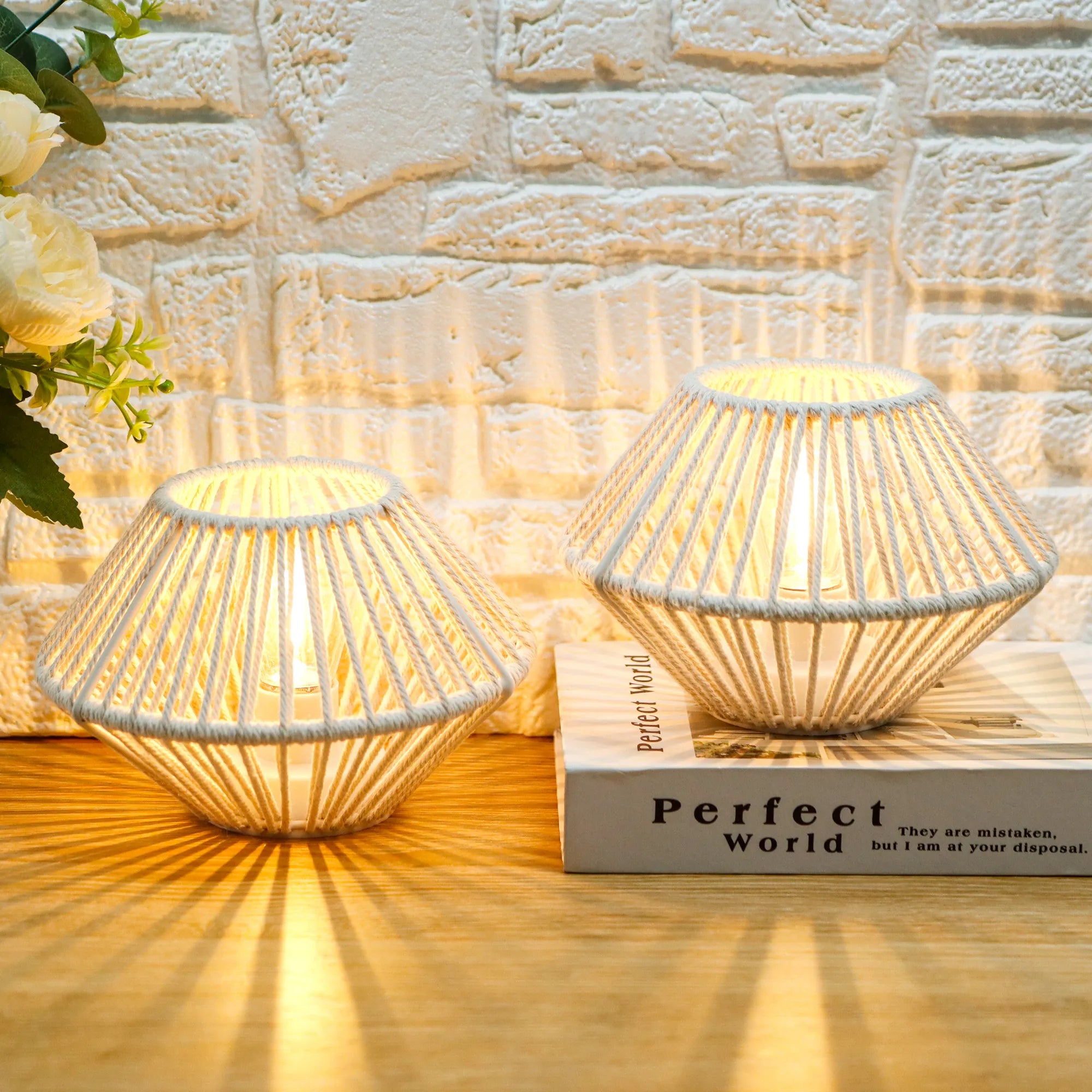 Set of 2 Woven Cotton Rope Table Lamps