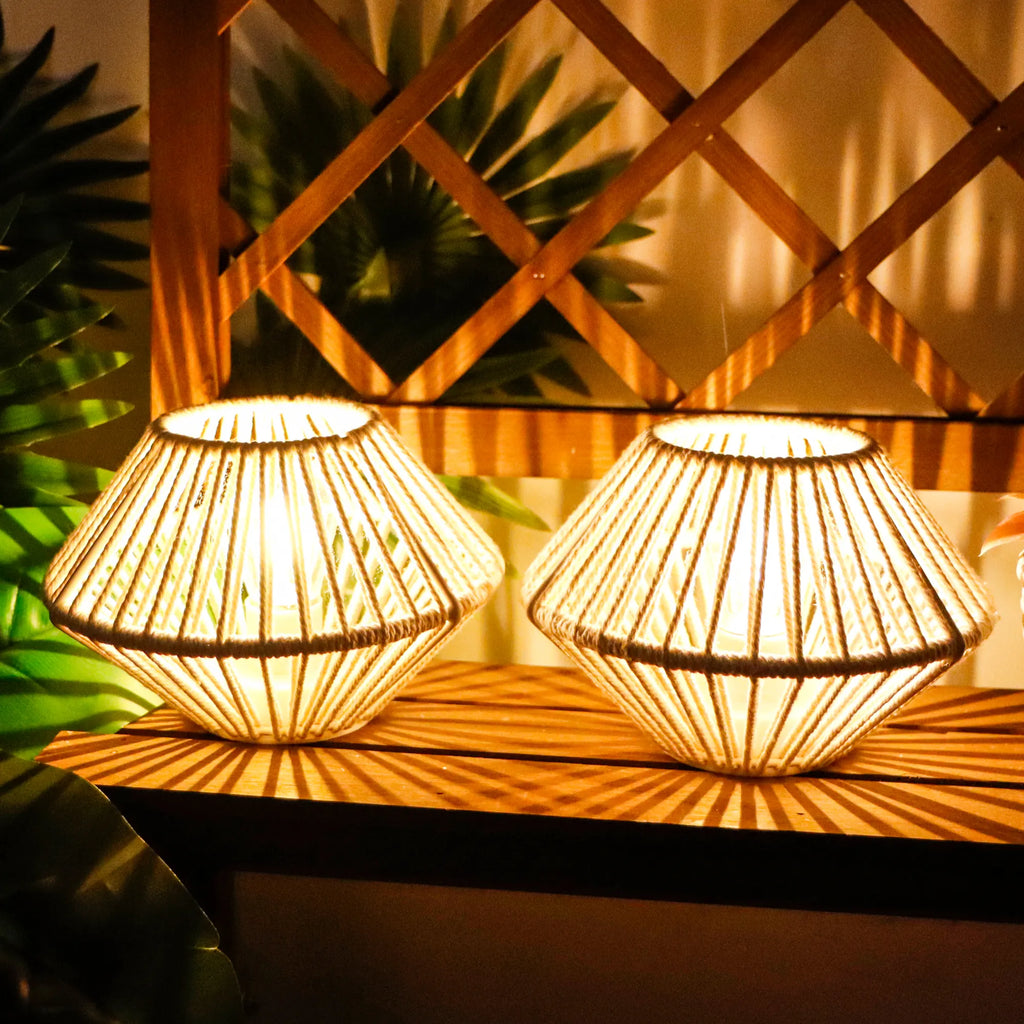 Set of 2 Woven Cotton Rope Table Lamps