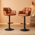 Modern Leather Swivel Bar Stool With Backrest And Armrests