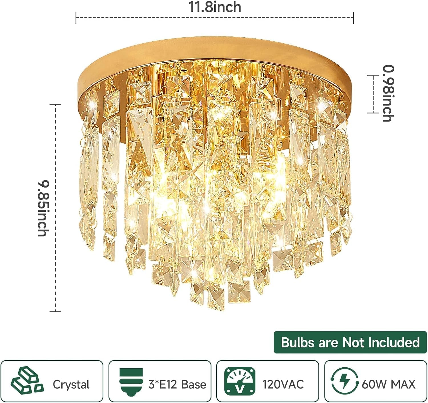 Compact Crystal Chandelier French Gold Ceiling Fixture