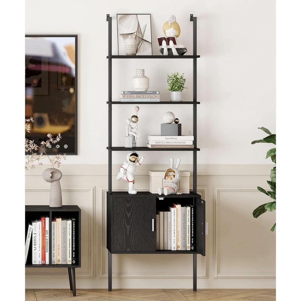 73 Inch Tall Bookshelf Black Wood Grain Living Room