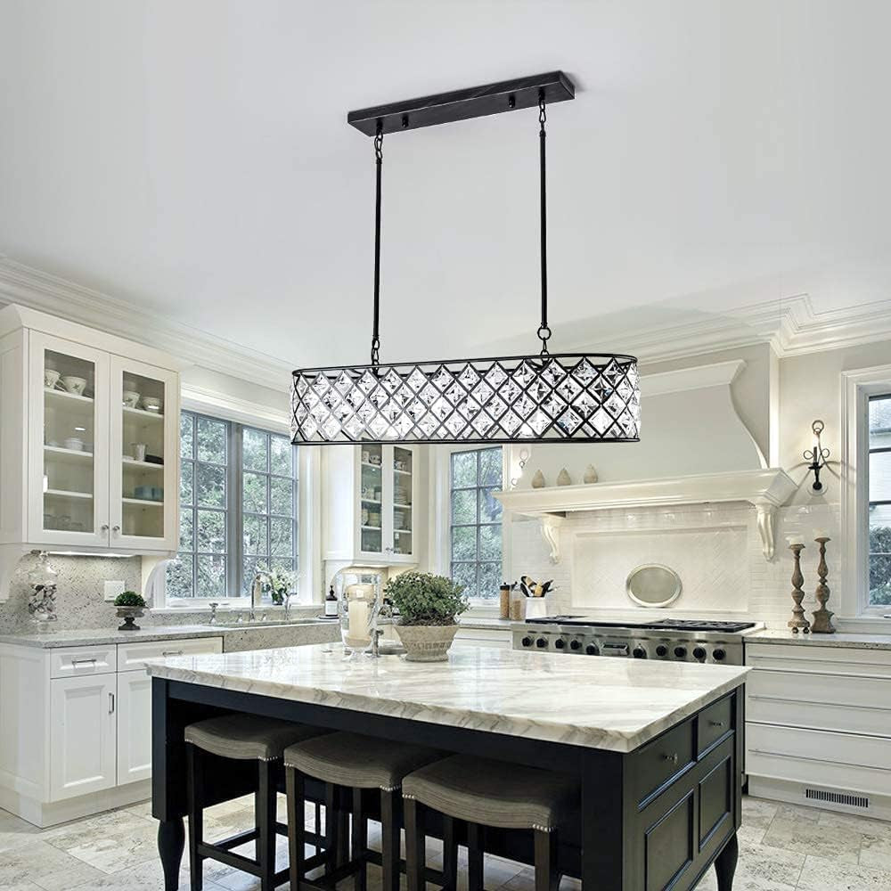 Antique Black Fifty FiveInch Beaded Crystal Chandelier